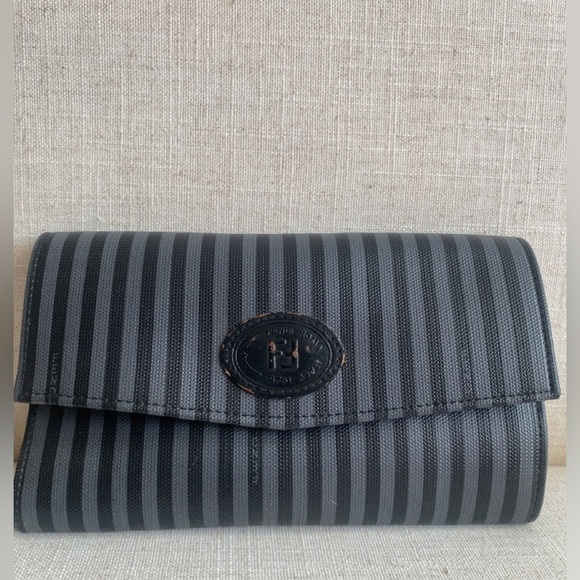EUC Fendi Wallet Grey and Black Authentic with Stripes - Picture 5 of 7